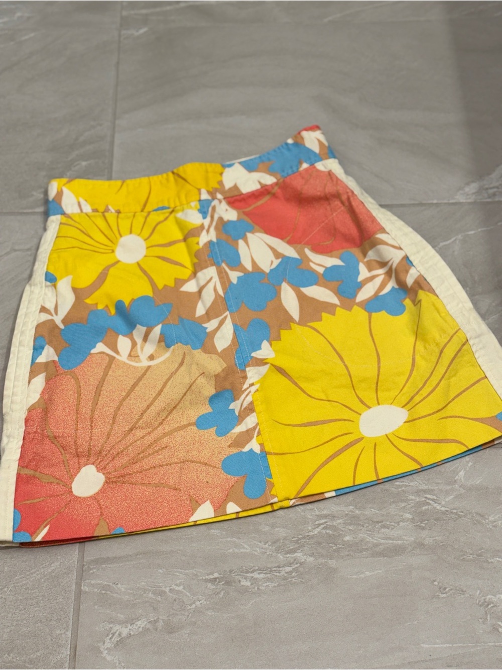 Vintage Summer Indie Floral Mini A-Line Skirt Retro 60s Mod